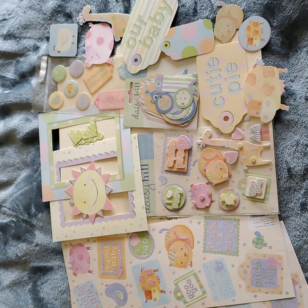 Baby Scrapbooking Sticker Bundle Daisy Hill Pig Cat Cow Giraffe